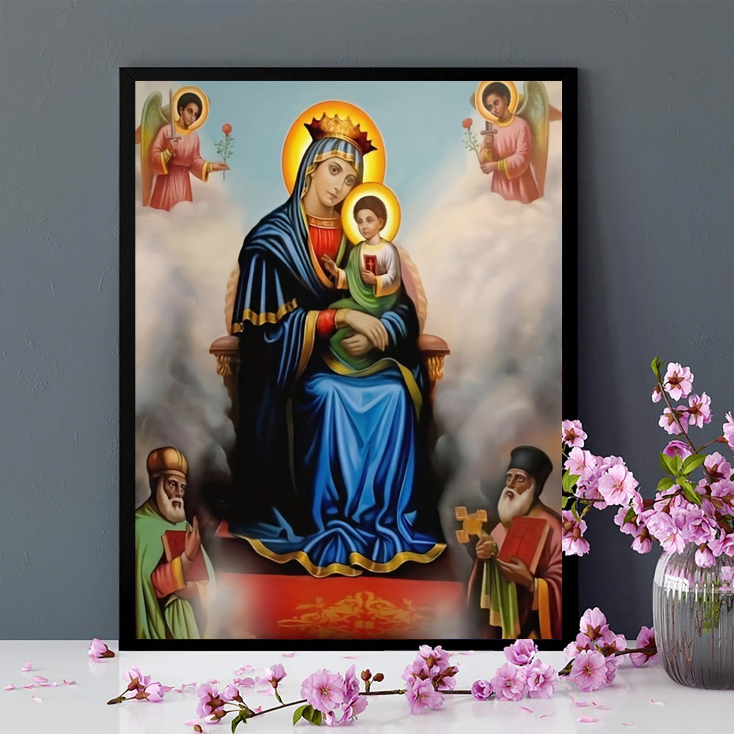 Orthodox Glory Virgin Mary Canvas Art Poster - Unframed - 30.48cmx16