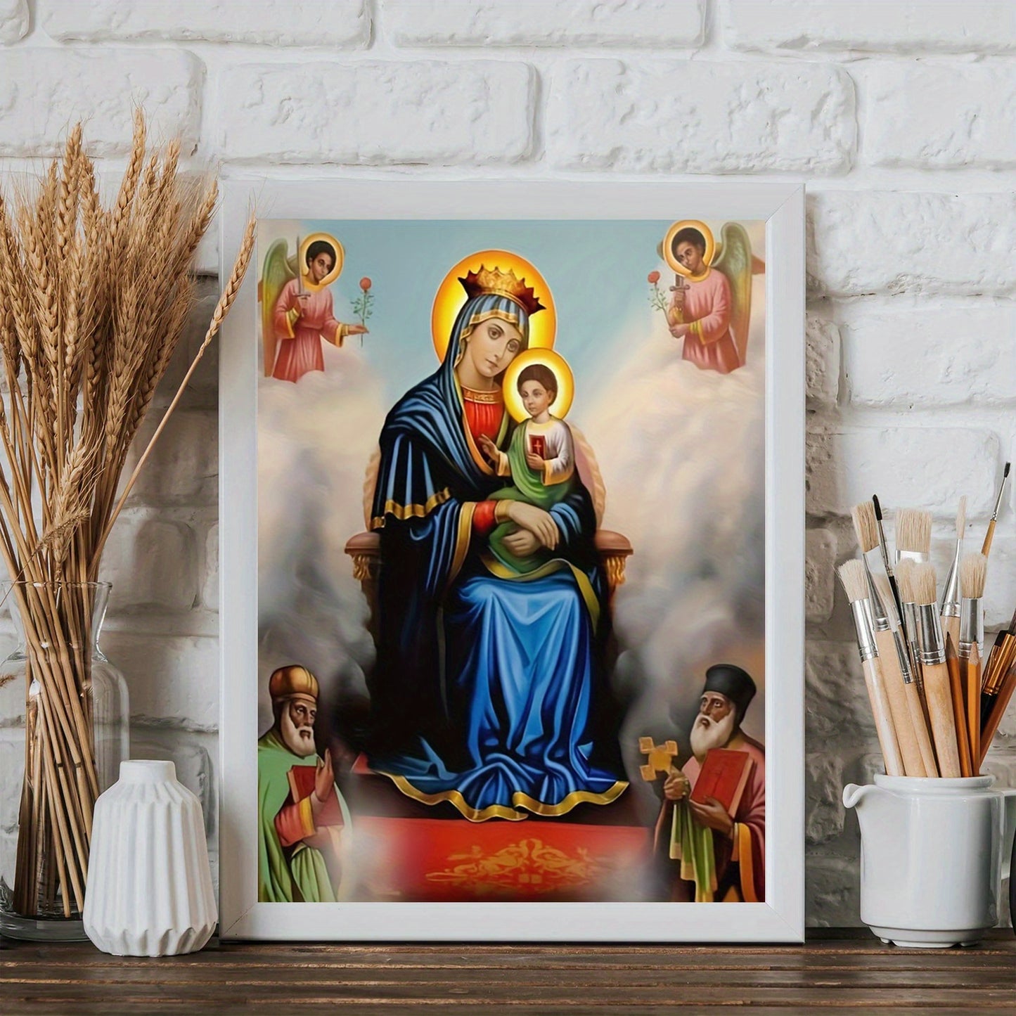 Orthodox Glory Virgin Mary Canvas Art Poster - Unframed - 30.48cmx16