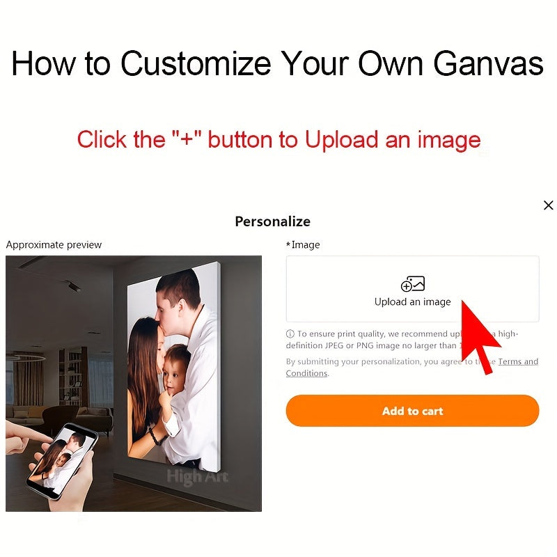 Customized Frame, Custom Photo Print Your Photos On Canvas Printing Wall Art , Frame Family Gifts
